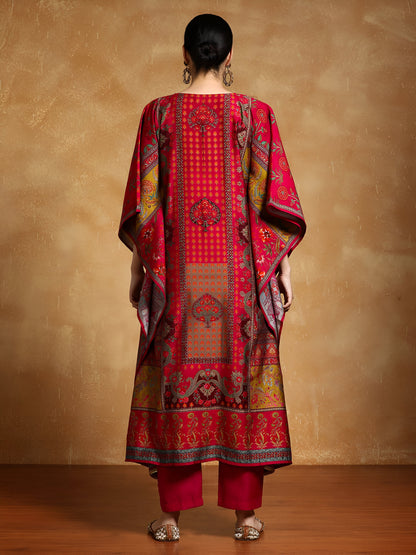 Multicoloured Print Work Kaftan Set