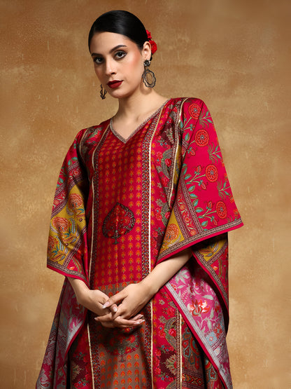 Multicoloured Print Work Kaftan Set