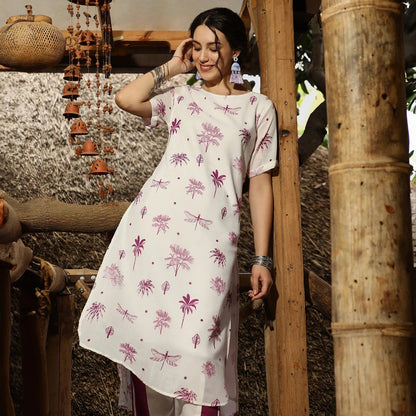 Dragonfly Palm Kurta With Trousers