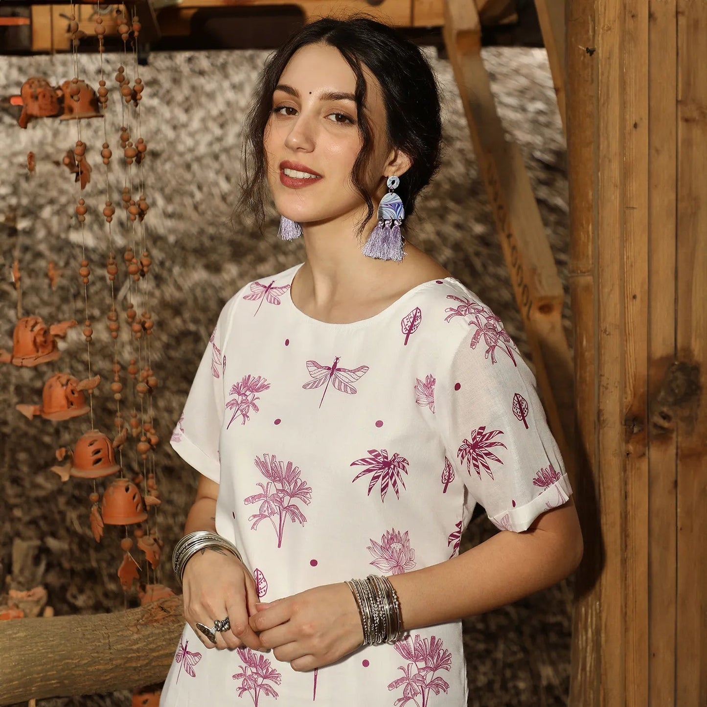 Dragonfly Palm Kurta With Trousers