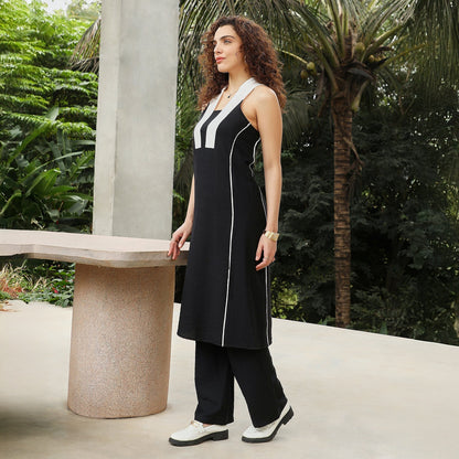 Contrast Linear Kurta Set