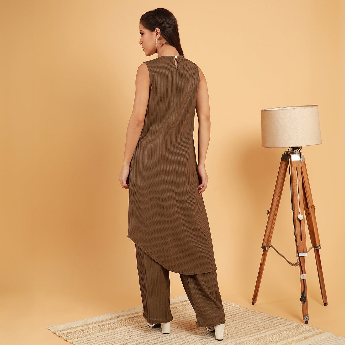 Textured Wrap Kurta With Trousers