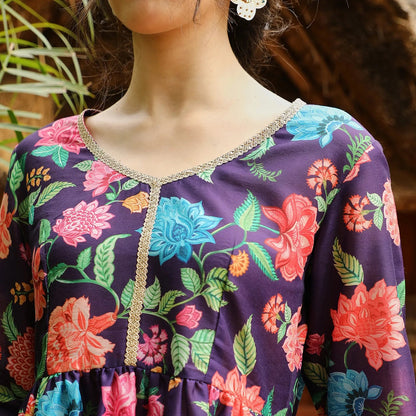 Flora Cluster Kurta With Trousers And Dupatta