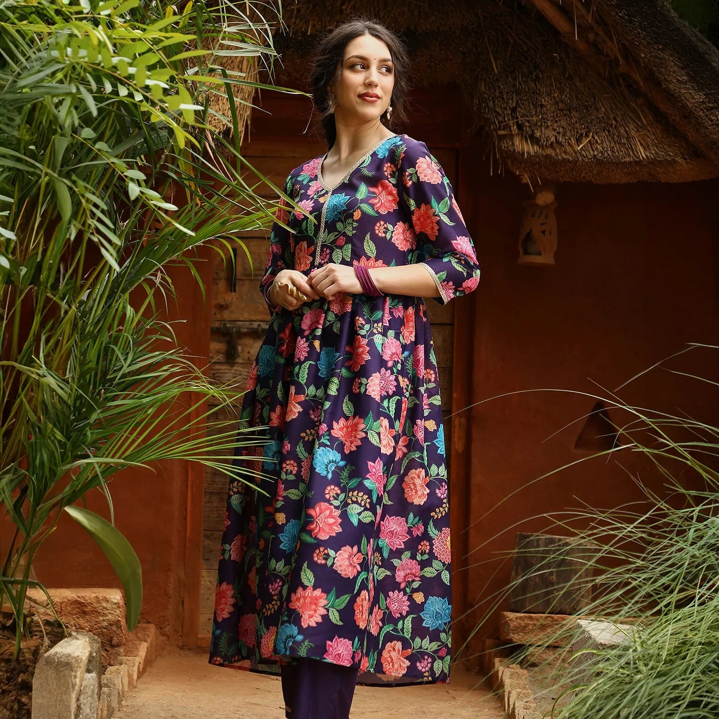 Flora Cluster Kurta With Trousers And Dupatta