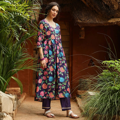 Flora Cluster Kurta With Trousers And Dupatta