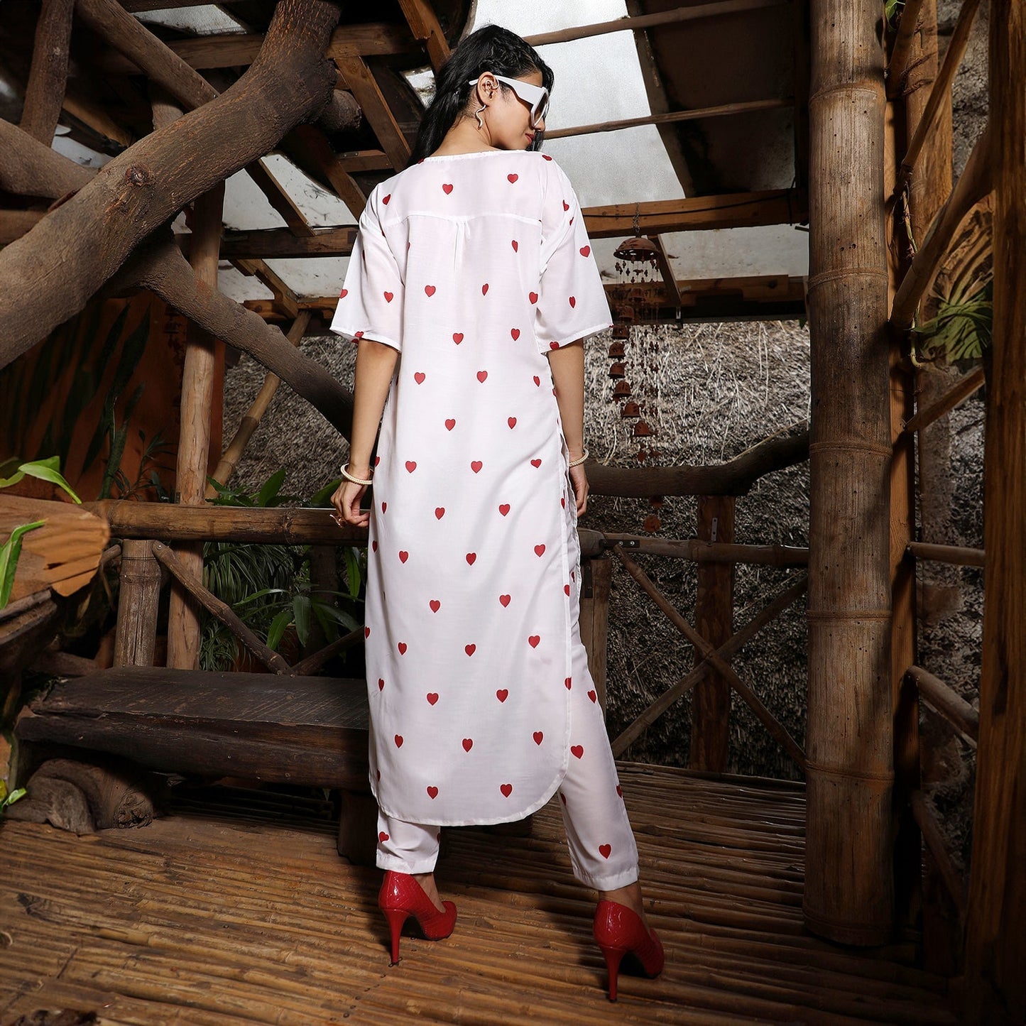 Hearts Kurta With Trousers And Dupatta