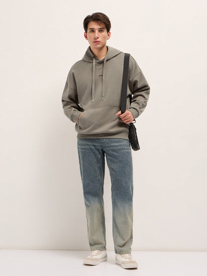 Grey Solid Relax Fit Hoodie with Kangaroo Pocket