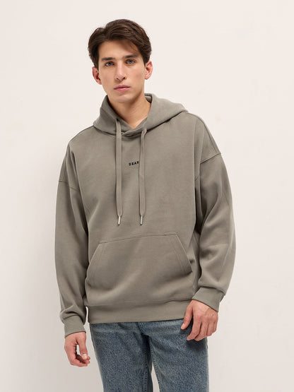 Grey Solid Relax Fit Hoodie with Kangaroo Pocket