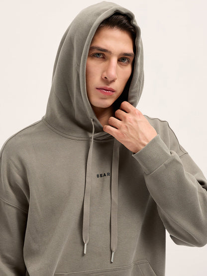 Grey Solid Relax Fit Hoodie with Kangaroo Pocket