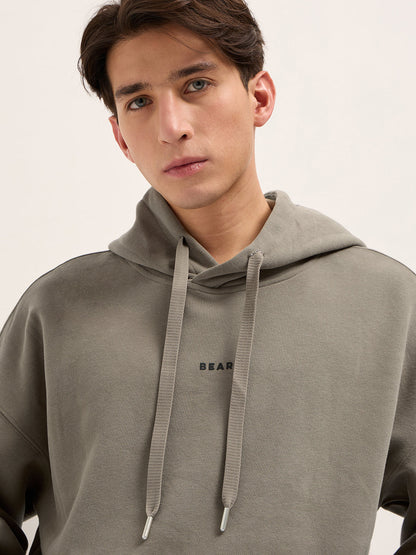 Grey Solid Relax Fit Hoodie with Kangaroo Pocket