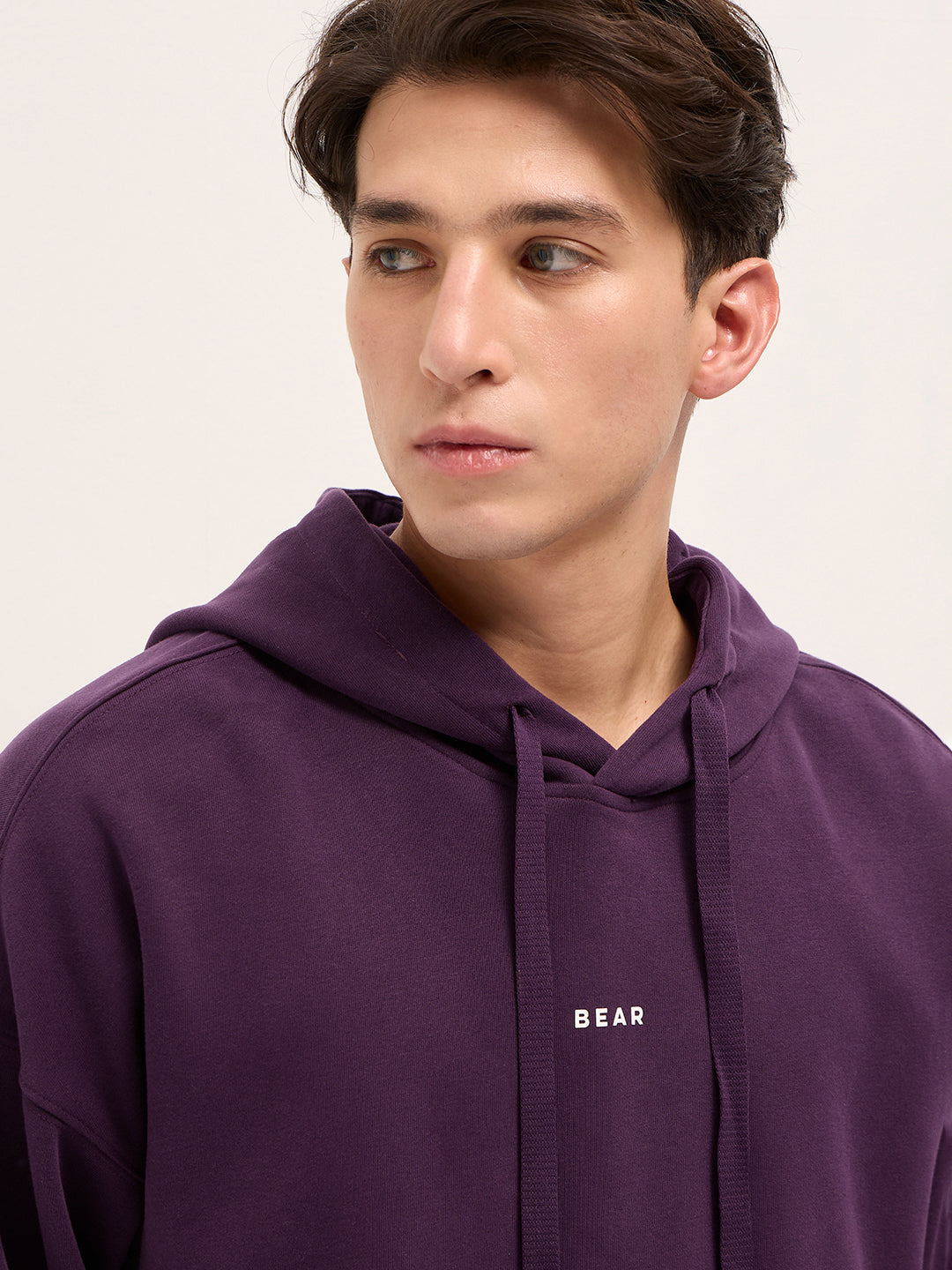 Purple Solid Relax Fit Hoodie with Kangaroo Pocket