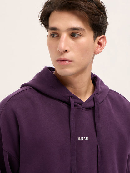 Purple Solid Relax Fit Hoodie with Kangaroo Pocket