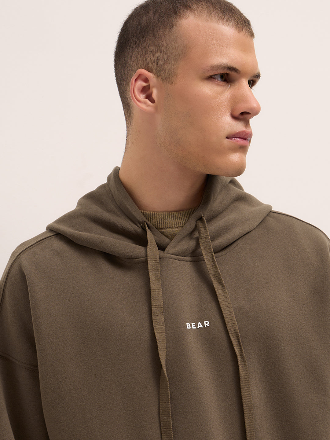 Brown Solid Relax Fit Hoodie with Kangaroo Pocket