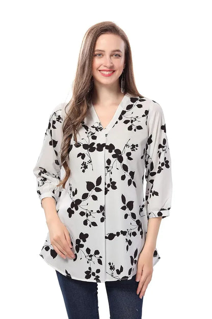 Women's Short Kurta Chic Contrast Faux Crepe Tunic With Stylish Black N White Print | Kurti Tops | Short Kurti | Short Kurti For Women | Short Kurti For Girls