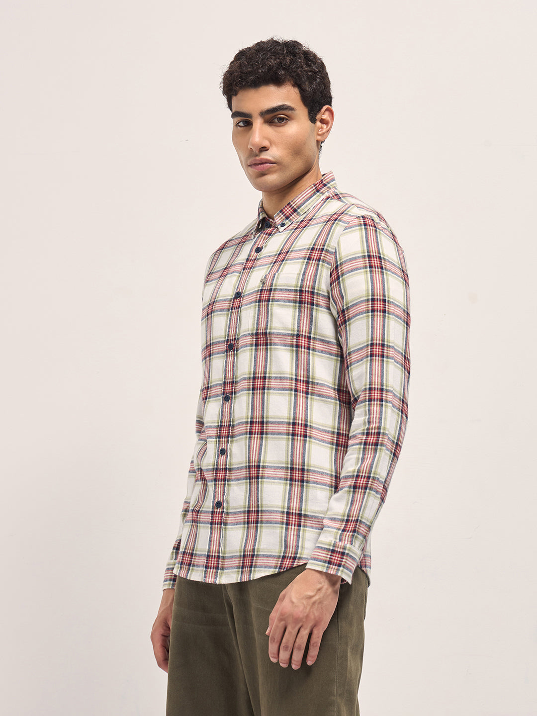 Multi-Color Tartan Check Slim Fit Casual Shirt