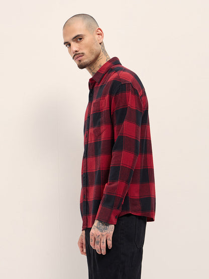 Red & Black Checked Relax Fit Casual Shirt