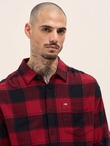 Red & Black Checked Relax Fit Casual Shirt
