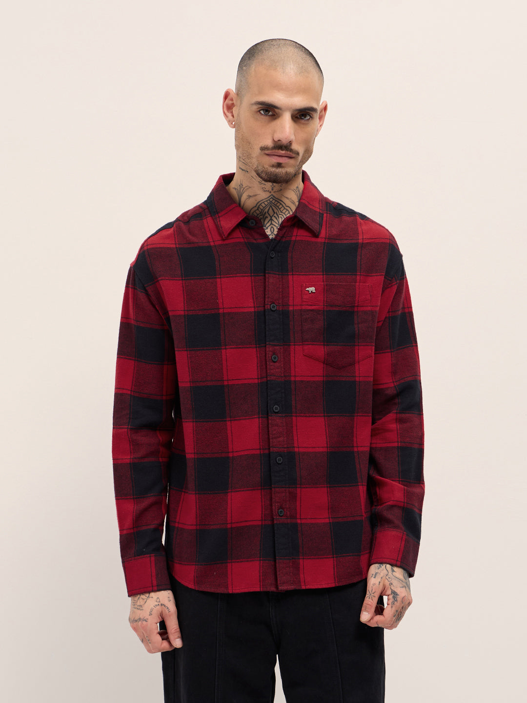 Red & Black Checked Relax Fit Casual Shirt
