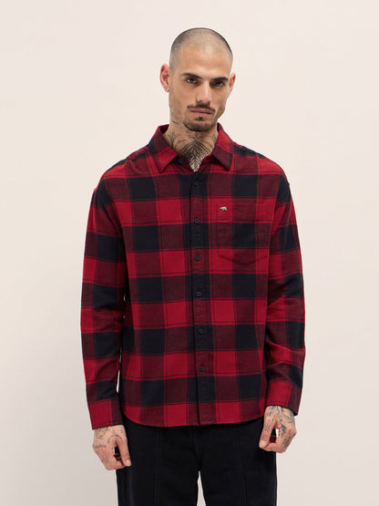 Red & Black Checked Relax Fit Casual Shirt
