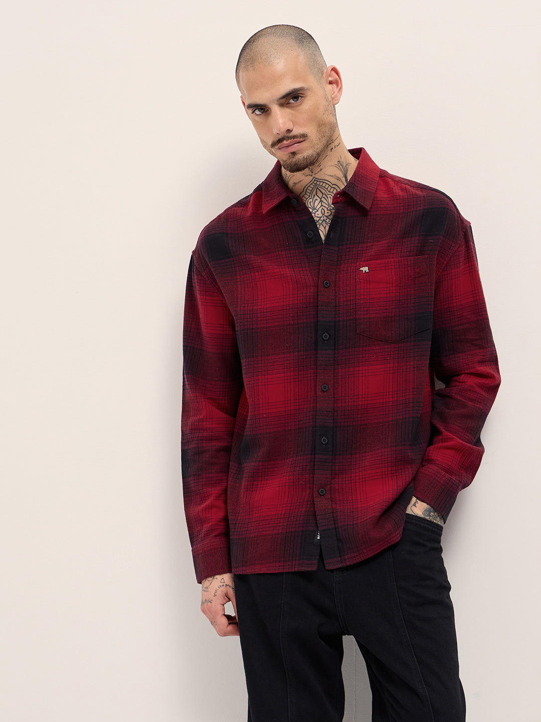 Red & Black Checked Relax Fit Casual Shirt