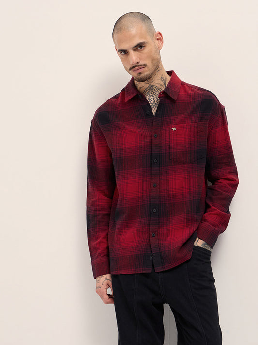 Red & Black Checked Relax Fit Casual Shirt
