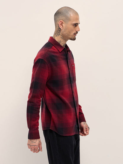 Red & Black Checked Relax Fit Casual Shirt