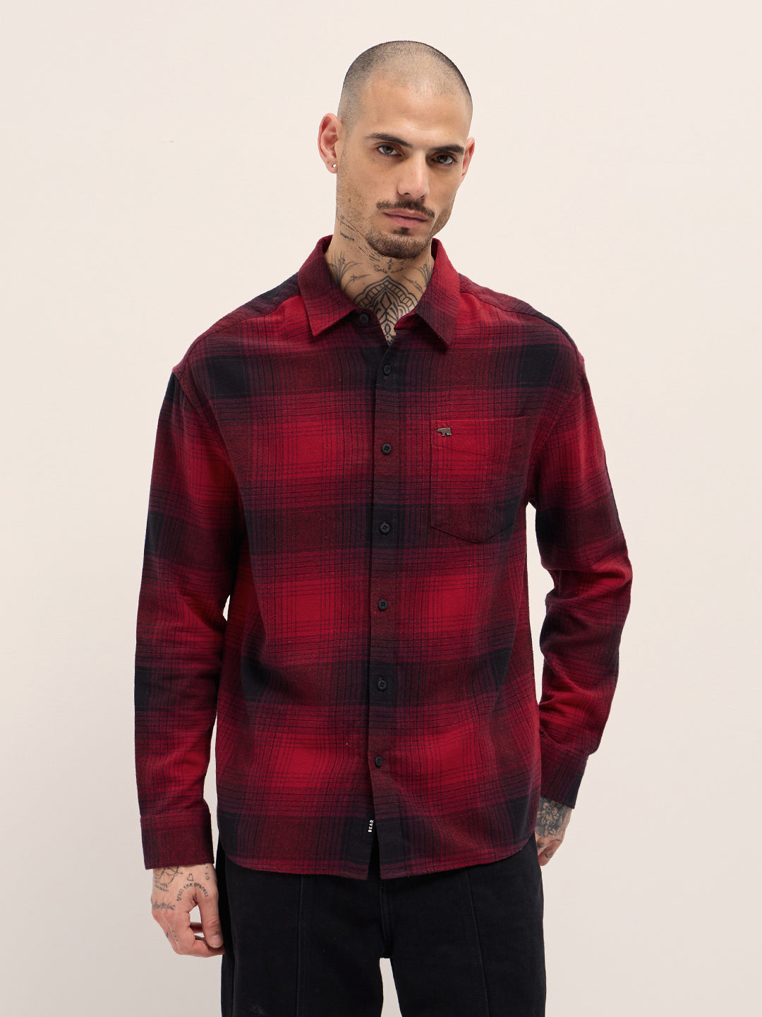 Red & Black Checked Relax Fit Casual Shirt
