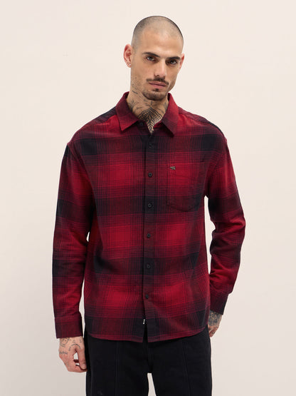 Red & Black Checked Relax Fit Casual Shirt