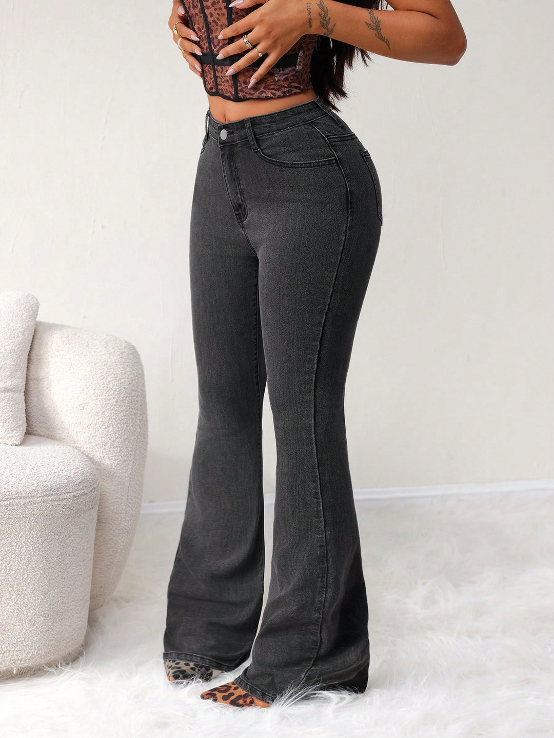 Noir Femme Bootcut Jeans