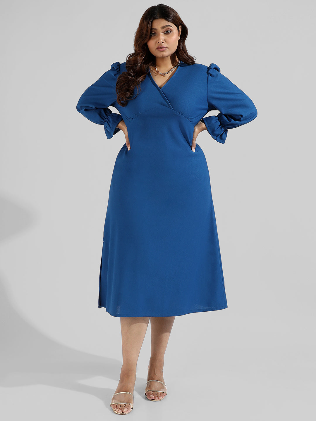 Solid Stylish Back Button Casual Dresses