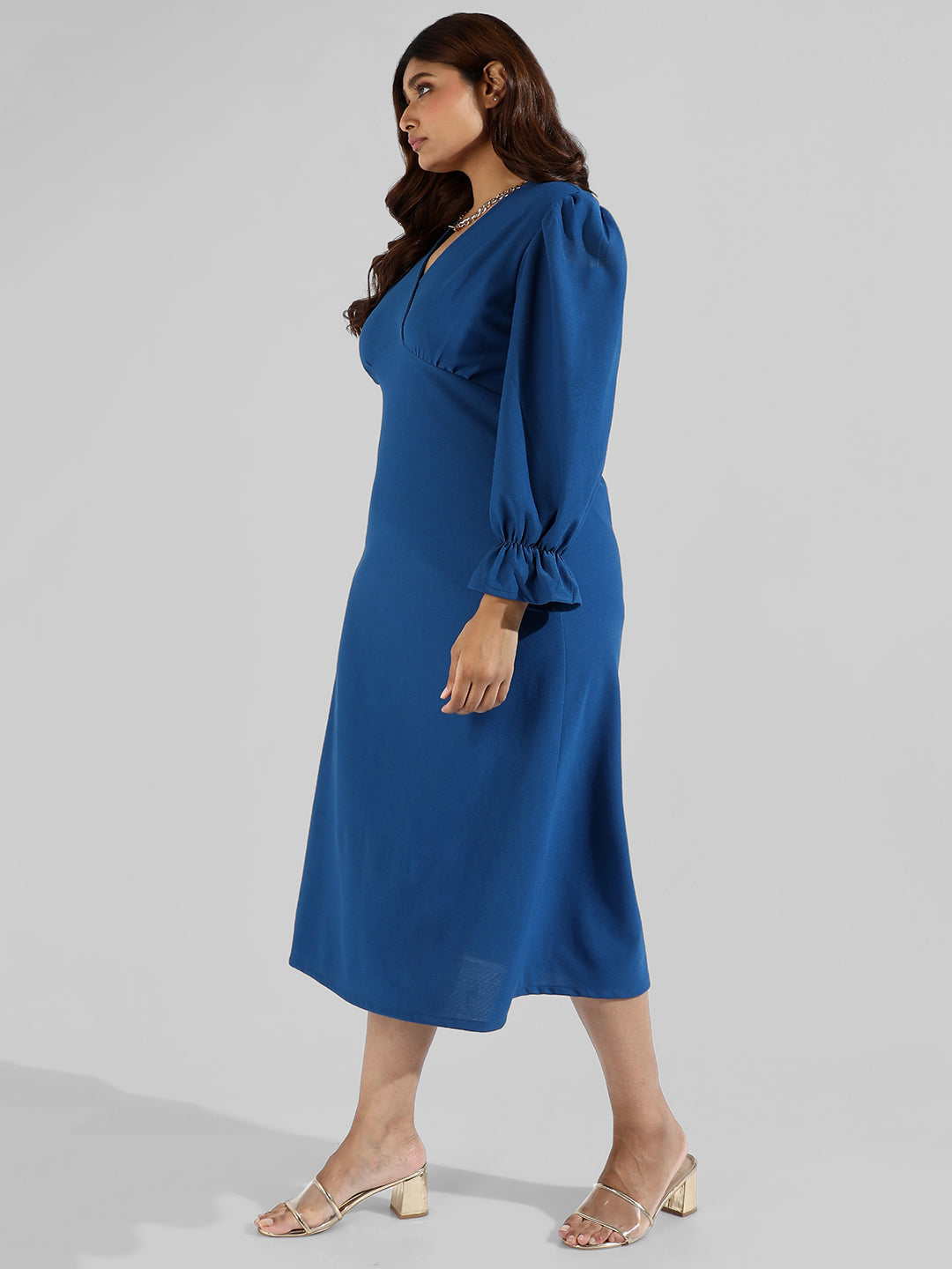 Solid Stylish Back Button Casual Dresses