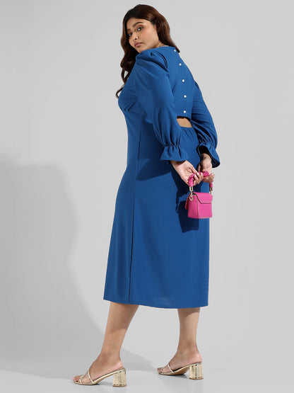 Solid Stylish Back Button Casual Dresses