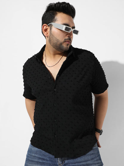 Black Textured Casual Shirt