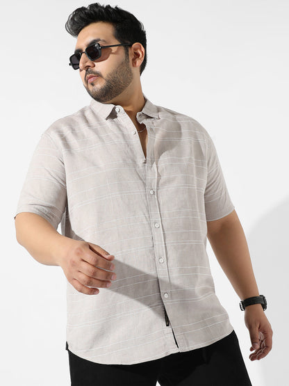 Light Grey Striped Casual Shirt