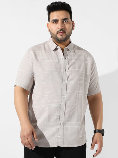 Light Grey Striped Casual Shirt