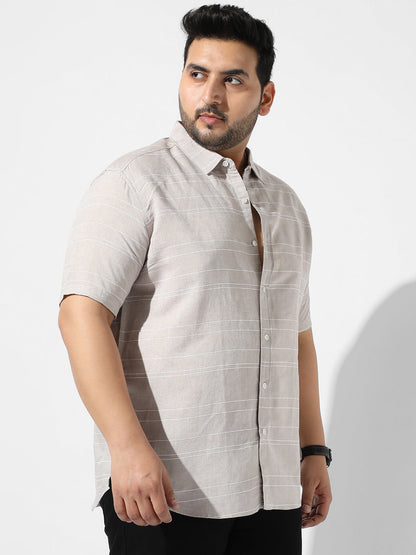 Light Grey Striped Casual Shirt