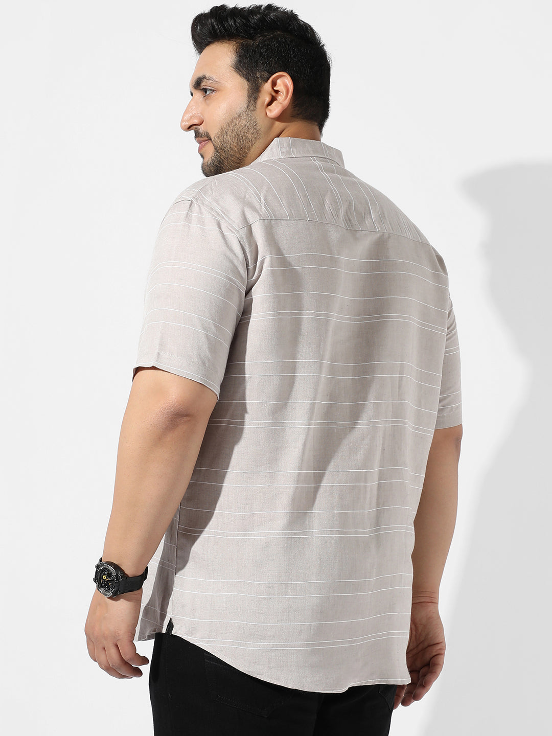 Light Grey Striped Casual Shirt