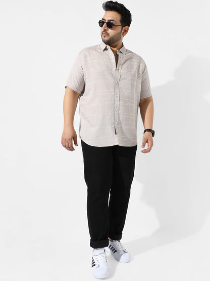 Light Grey Striped Casual Shirt