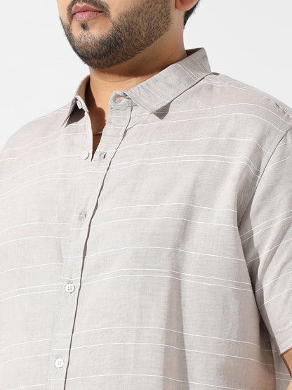 Light Grey Striped Casual Shirt