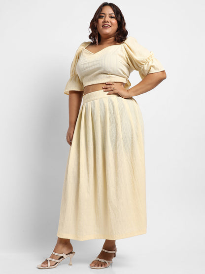 Light Yellow Cropped Co-Ord Set