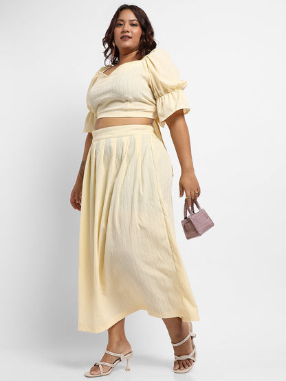 Light Yellow Cropped Co-Ord Set