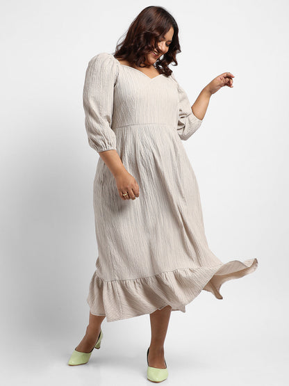 Greige Ruffle Hem Dress