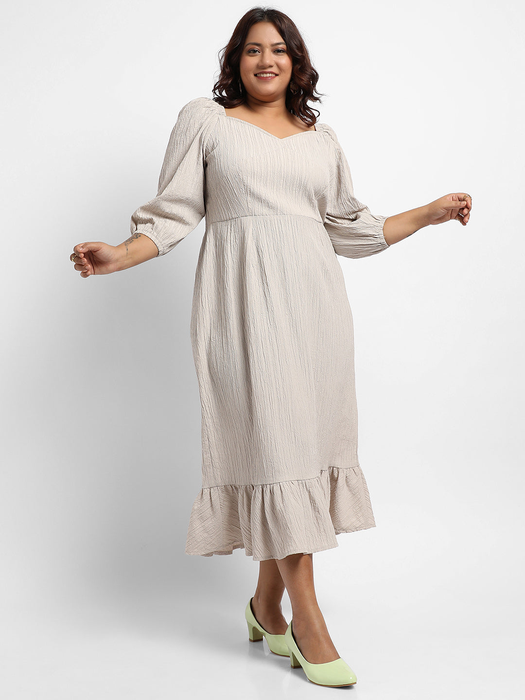 Greige Ruffle Hem Dress