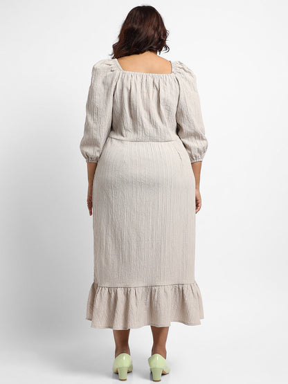 Greige Ruffle Hem Dress