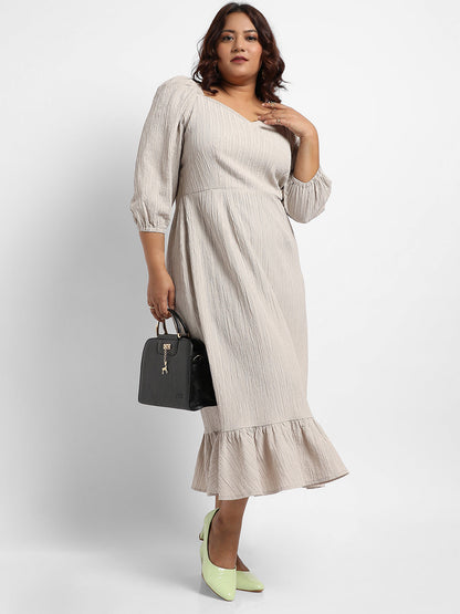 Greige Ruffle Hem Dress