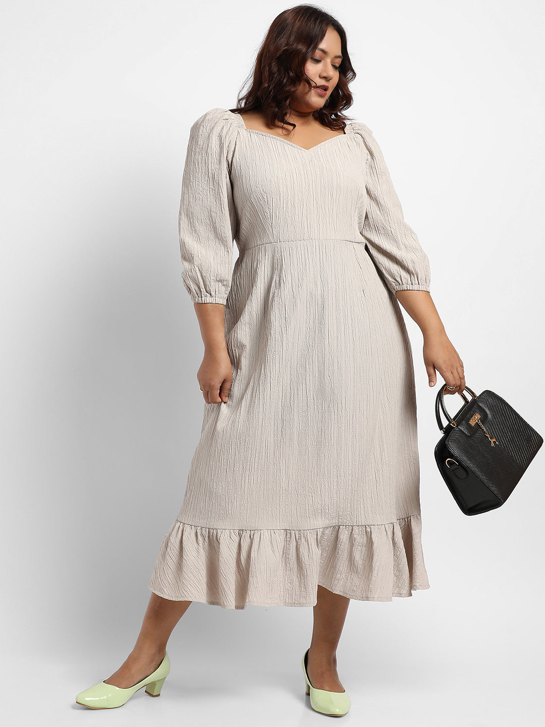 Greige Ruffle Hem Dress