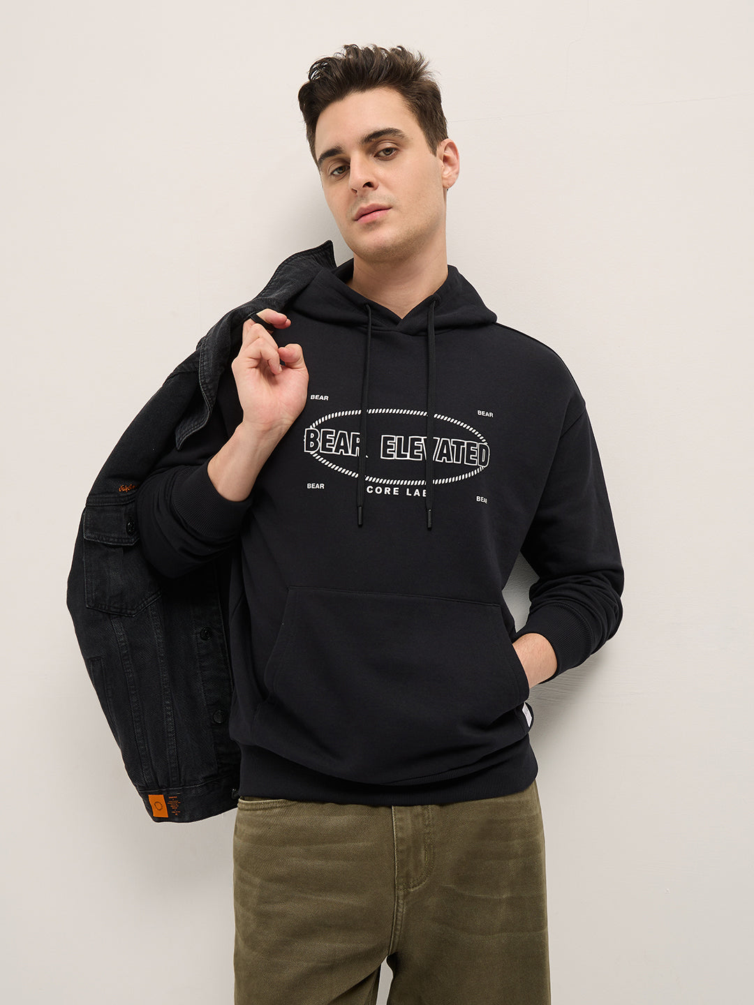 Black Graphic Print Relax Fit Hoodie