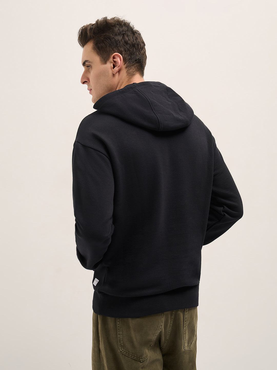 Black Graphic Print Relax Fit Hoodie