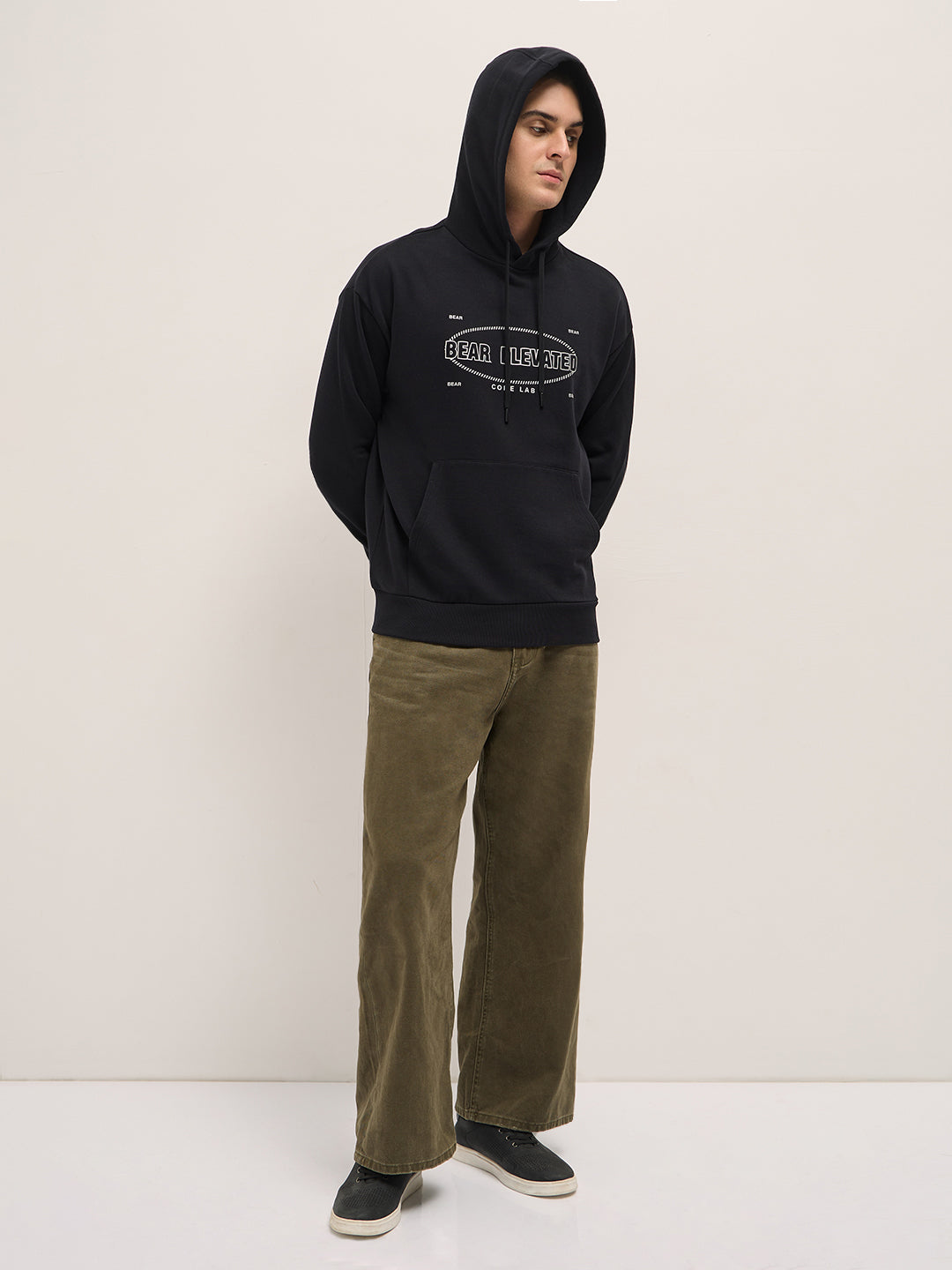 Black Graphic Print Relax Fit Hoodie