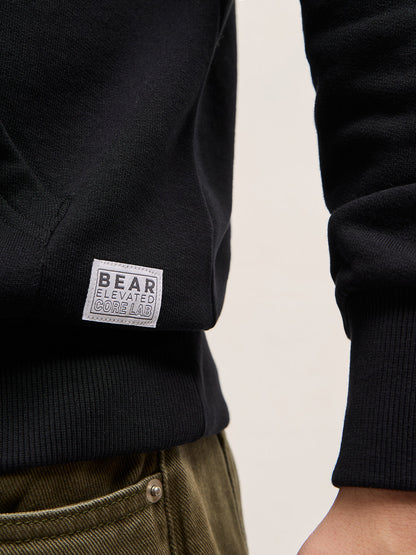 Black Graphic Print Relax Fit Hoodie